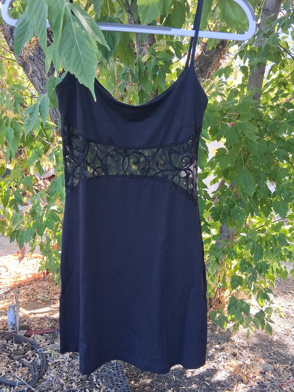 Rare Vintage bebe White Label Black Mini Dress with Lace Cutout Size Small